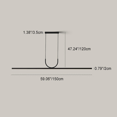 Moderne minimalistische geschwungene Linie langer Balken Acryl Aluminium LED Kronleuchter Insellicht für Esszimmer 