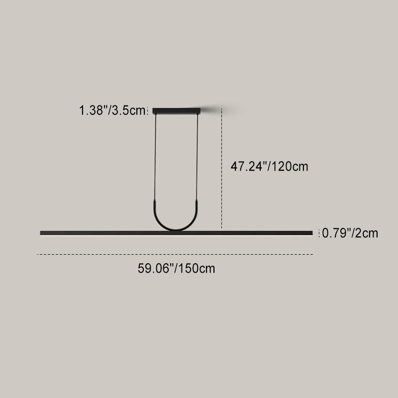Moderne minimalistische geschwungene Linie langer Balken Acryl Aluminium LED Kronleuchter Insellicht für Esszimmer 