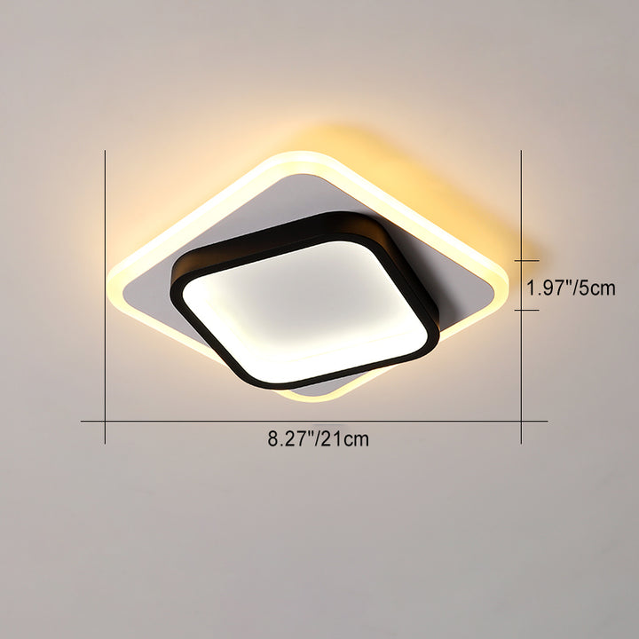 Plafonnier LED moderne minimaliste carré rond empilable en acrylique, fer, aluminium pour salon 