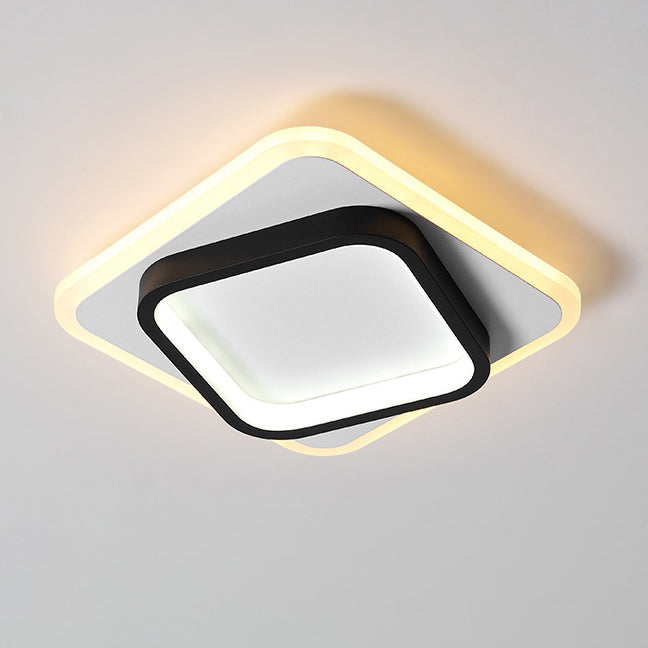 Plafonnier LED moderne minimaliste carré rond empilable en acrylique, fer, aluminium pour salon 