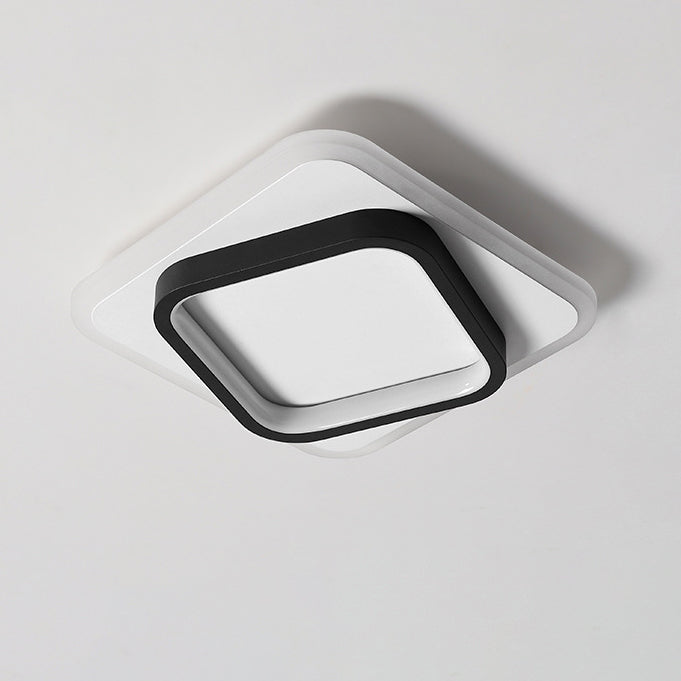 Plafonnier LED moderne minimaliste carré rond empilable en acrylique, fer, aluminium pour salon 