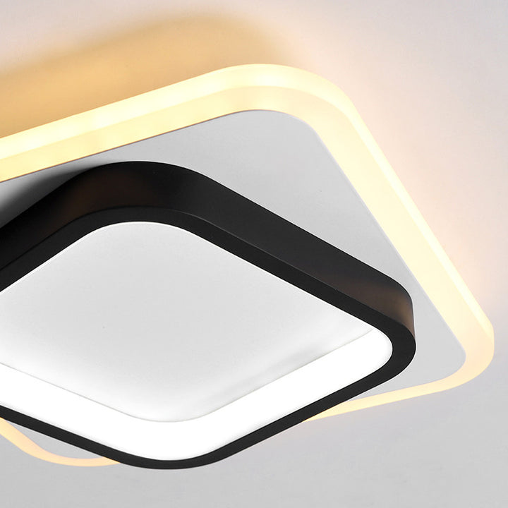 Plafonnier LED moderne minimaliste carré rond empilable en acrylique, fer, aluminium pour salon 