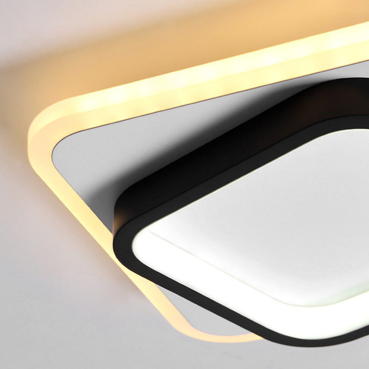 Plafonnier LED moderne minimaliste carré rond empilable en acrylique, fer, aluminium pour salon 