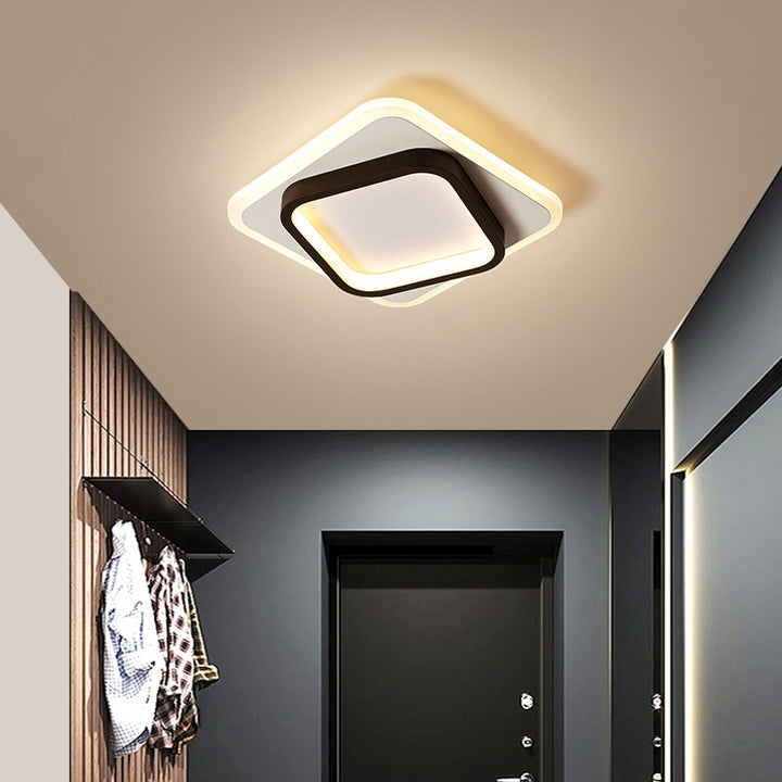 Plafonnier LED moderne minimaliste carré rond empilable en acrylique, fer, aluminium pour salon 