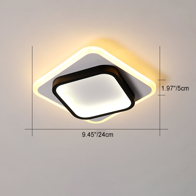 Plafonnier LED moderne minimaliste carré rond empilable en acrylique, fer, aluminium pour salon 