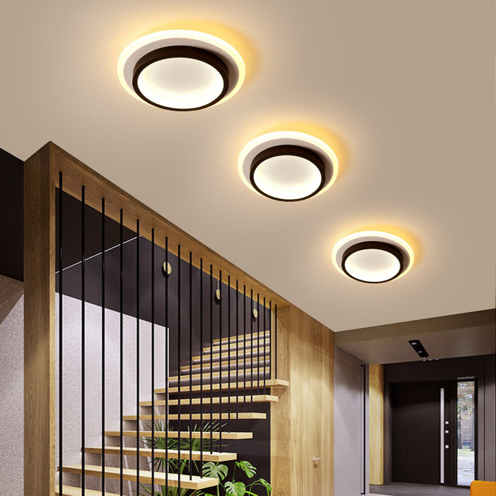 Plafonnier LED moderne minimaliste carré rond empilable en acrylique, fer, aluminium pour salon 