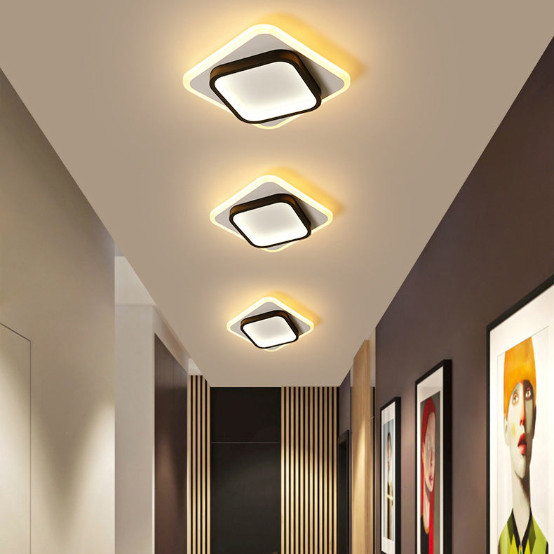 Plafonnier LED moderne minimaliste carré rond empilable en acrylique, fer, aluminium pour salon 