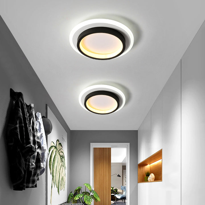 Plafonnier LED moderne minimaliste carré rond empilable en acrylique, fer, aluminium pour salon 