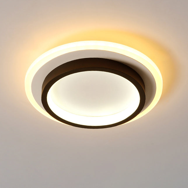Plafonnier LED moderne minimaliste carré rond empilable en acrylique, fer, aluminium pour salon 