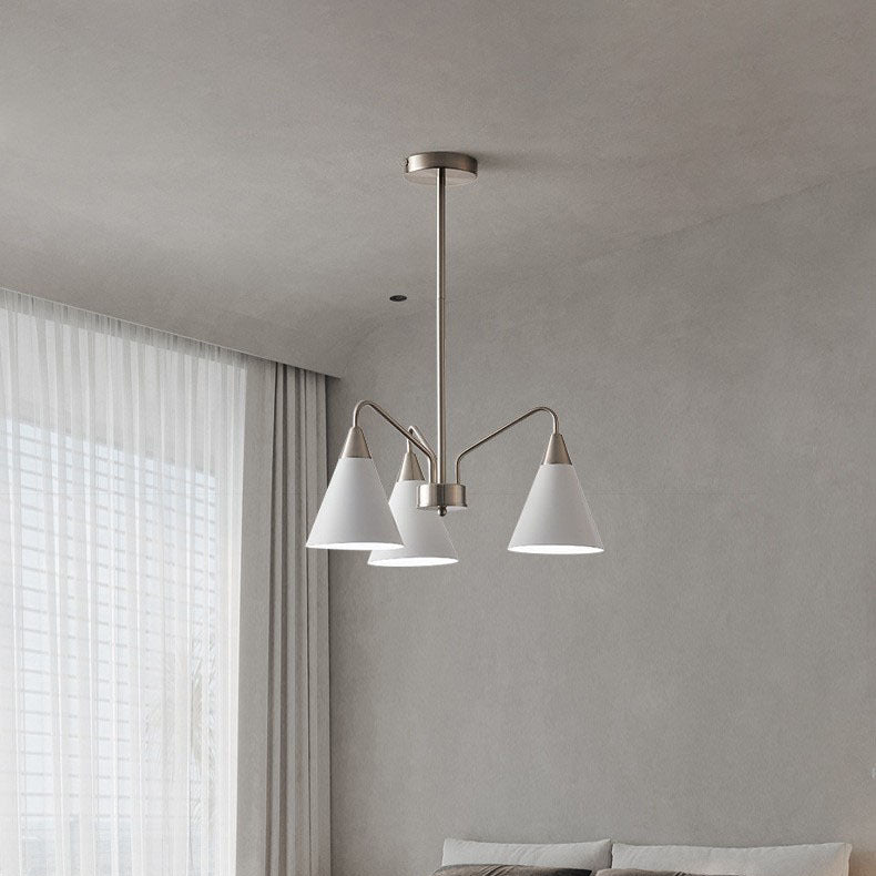 Lustre contemporain scandinave conique rond à branches incurvées en fer 3/5 lumières pour salon 