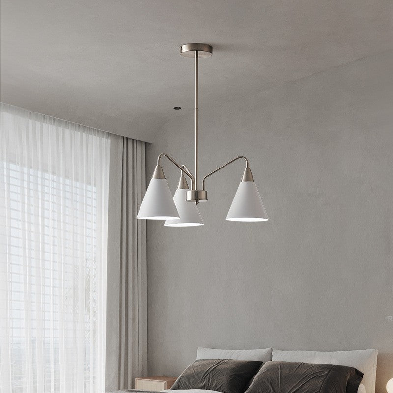 Lustre contemporain scandinave conique rond à branches incurvées en fer 3/5 lumières pour salon 