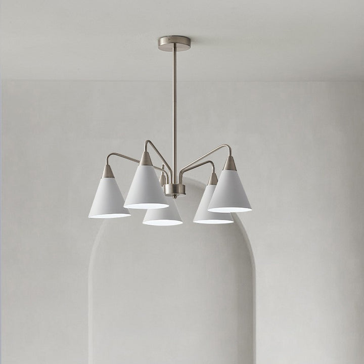 Lustre contemporain scandinave conique rond à branches incurvées en fer 3/5 lumières pour salon 