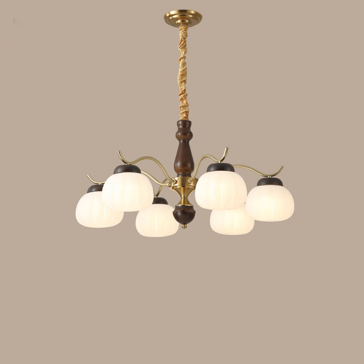 Traditioneller französischer Kronleuchter aus Baumwolle mit runden gebogenen Ästen, PE-Gummibaumholz, Metall, 3/6/8 Lichter für das Wohnzimmer 