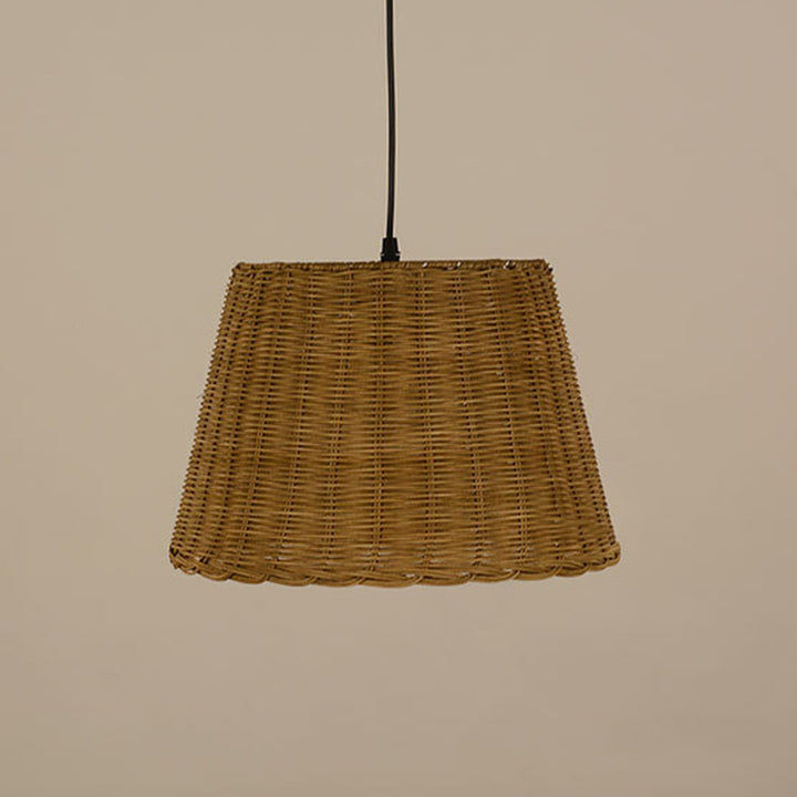 Suspension Luminaire à 1 Lumière en Rotin et Fer Rond Vintage Traditionnel pour Salon 