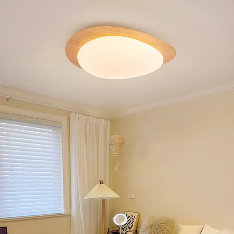 Luz de techo LED de montaje empotrado de hierro acrílico ovalado de guijarros escandinavos contemporáneos para dormitorio 