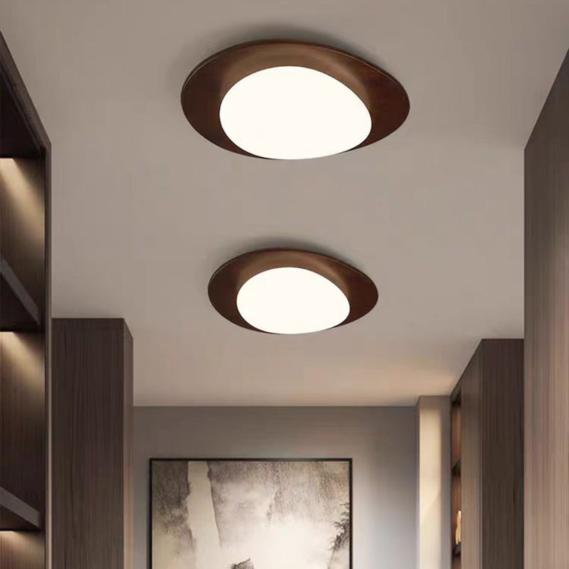 Luz de techo LED de montaje empotrado de hierro acrílico ovalado de guijarros escandinavos contemporáneos para dormitorio 