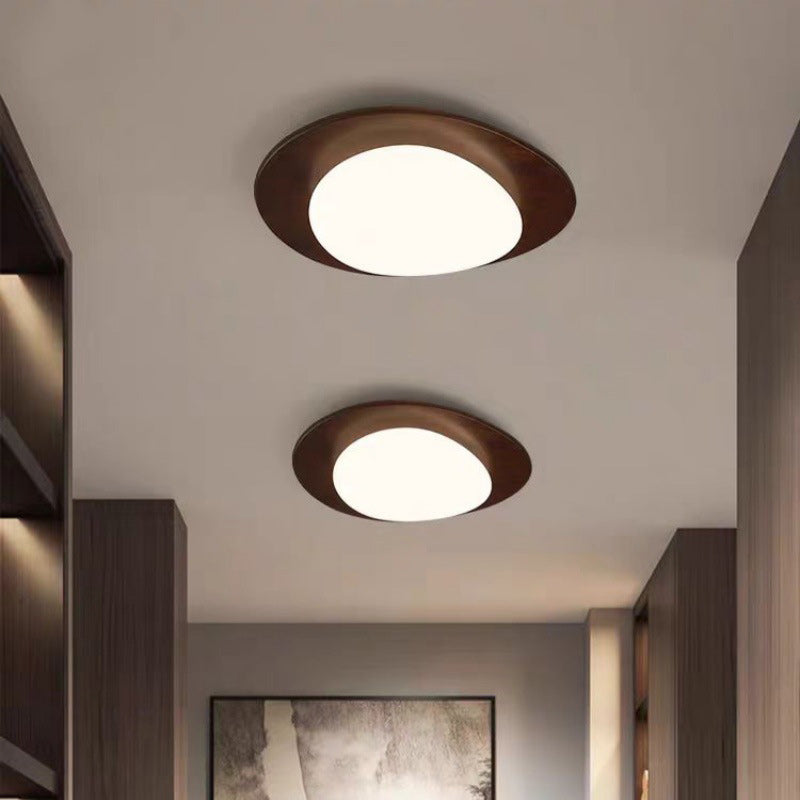 Luz de techo LED de montaje empotrado de hierro acrílico ovalado de guijarros escandinavos contemporáneos para dormitorio 