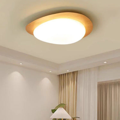 Luz de techo LED de montaje empotrado de hierro acrílico ovalado de guijarros escandinavos contemporáneos para dormitorio 