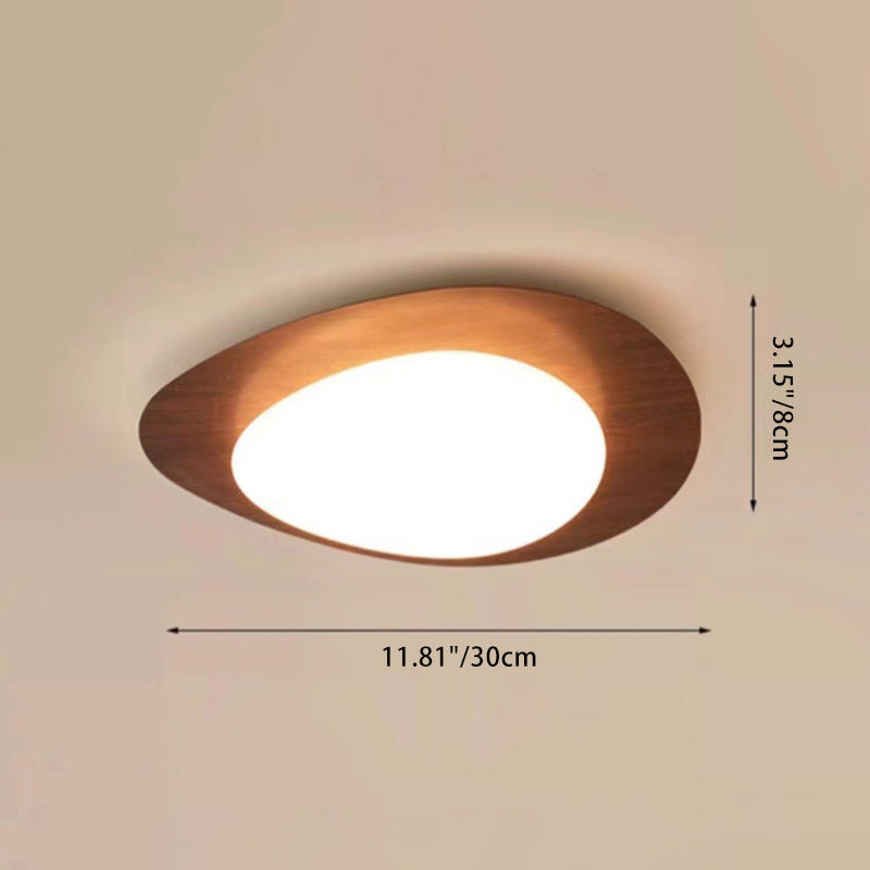 Luz de techo LED de montaje empotrado de hierro acrílico ovalado de guijarros escandinavos contemporáneos para dormitorio 