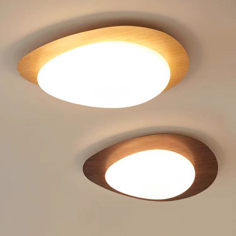 Luz de techo LED de montaje empotrado de hierro acrílico ovalado de guijarros escandinavos contemporáneos para dormitorio 