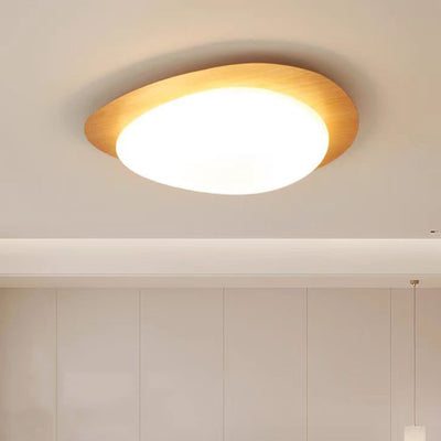 Luz de techo LED de montaje empotrado de hierro acrílico ovalado de guijarros escandinavos contemporáneos para dormitorio 