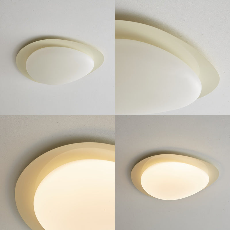 Luz de techo LED de montaje empotrado de hierro acrílico ovalado de guijarros escandinavos contemporáneos para dormitorio 