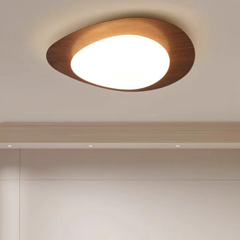 Luz de techo LED de montaje empotrado de hierro acrílico ovalado de guijarros escandinavos contemporáneos para dormitorio 
