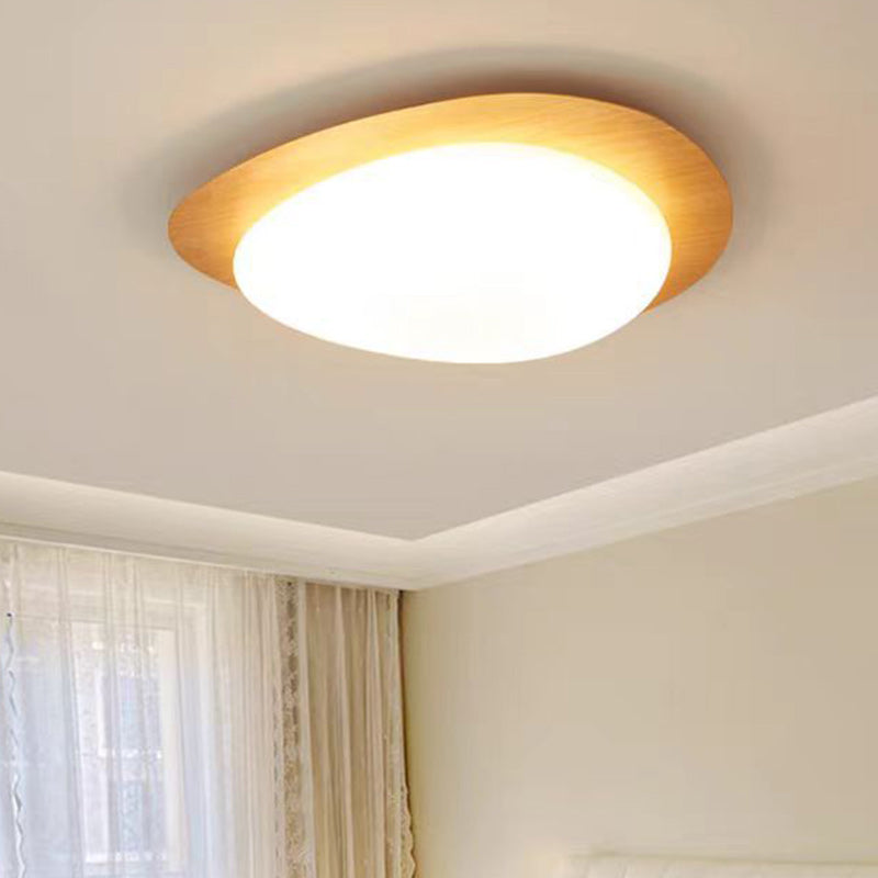 Luz de techo LED de montaje empotrado de hierro acrílico ovalado de guijarros escandinavos contemporáneos para dormitorio 