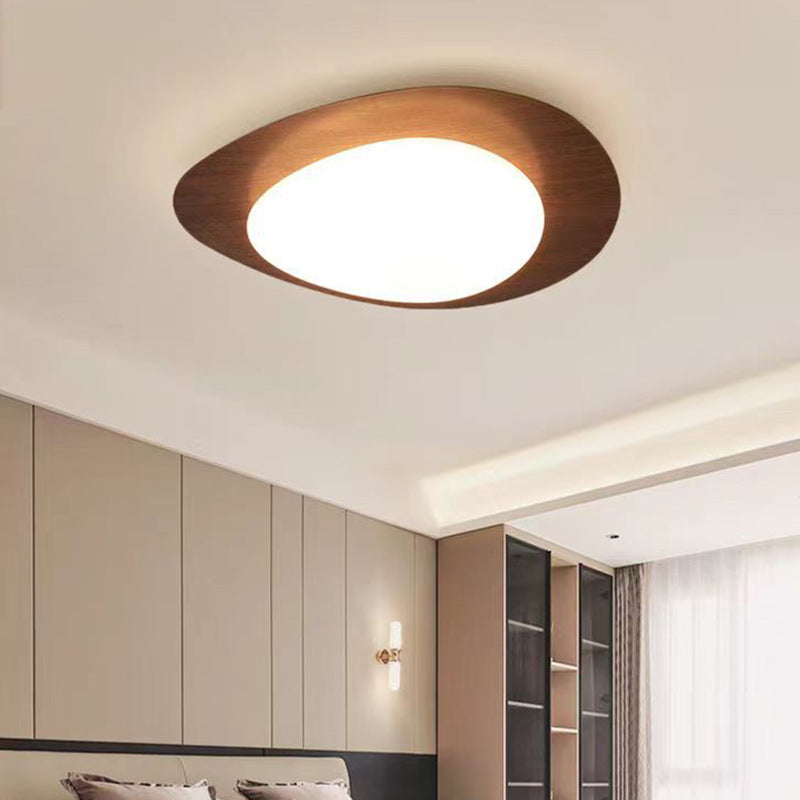Luz de techo LED de montaje empotrado de hierro acrílico ovalado de guijarros escandinavos contemporáneos para dormitorio 