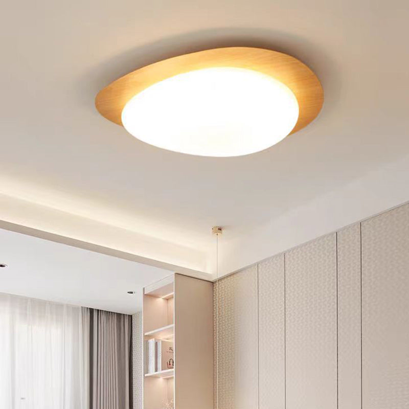 Luz de techo LED de montaje empotrado de hierro acrílico ovalado de guijarros escandinavos contemporáneos para dormitorio 