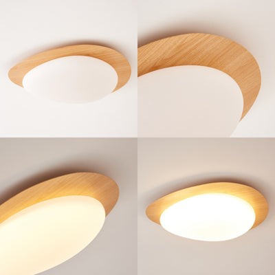 Luz de techo LED de montaje empotrado de hierro acrílico ovalado de guijarros escandinavos contemporáneos para dormitorio 