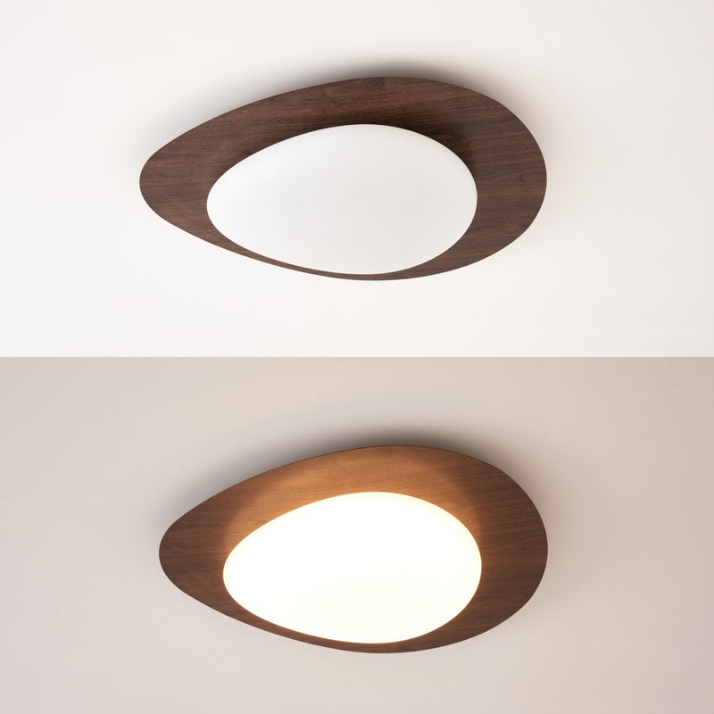Luz de techo LED de montaje empotrado de hierro acrílico ovalado de guijarros escandinavos contemporáneos para dormitorio 