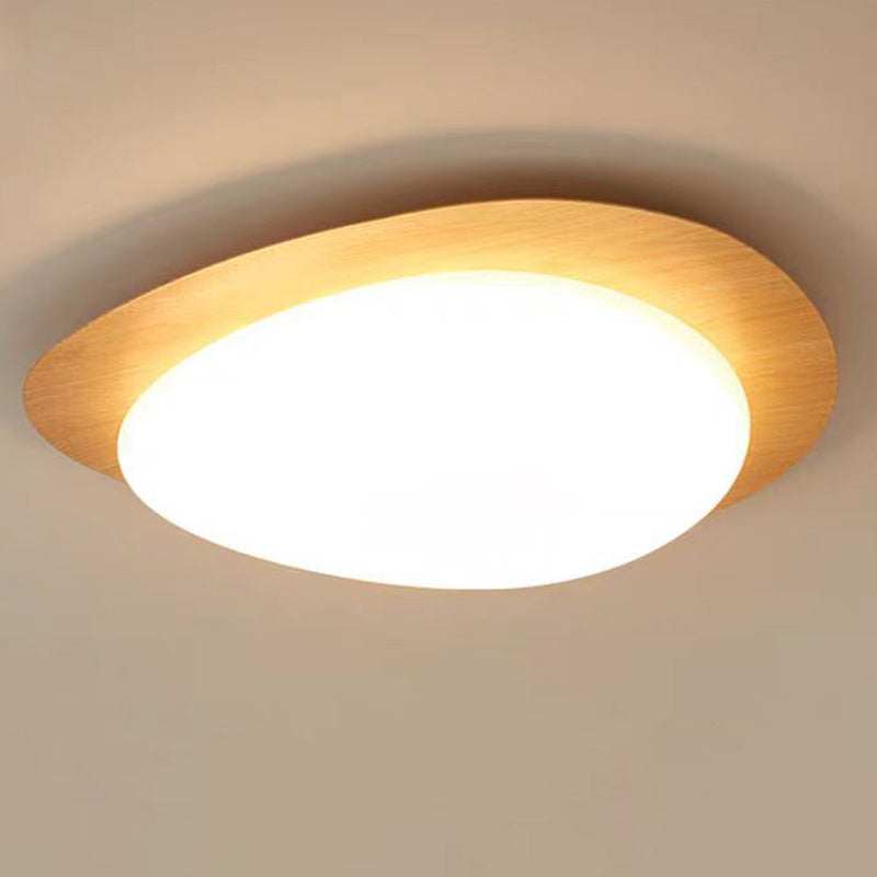 Luz de techo LED de montaje empotrado de hierro acrílico ovalado de guijarros escandinavos contemporáneos para dormitorio 