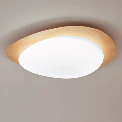 Luz de techo LED de montaje empotrado de hierro acrílico ovalado de guijarros escandinavos contemporáneos para dormitorio 