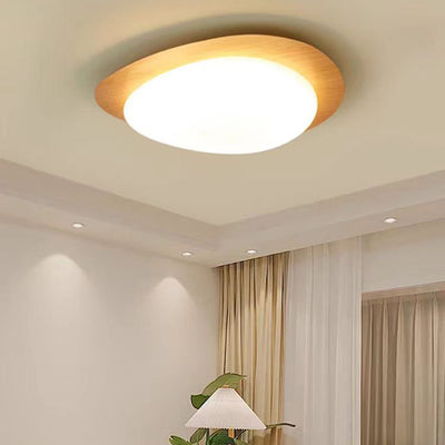 Luz de techo LED de montaje empotrado de hierro acrílico ovalado de guijarros escandinavos contemporáneos para dormitorio 