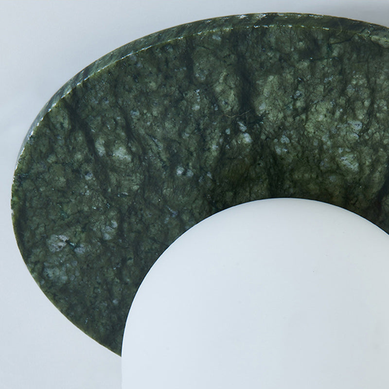 Lustre semi-encastré contemporain créatif rond en verre jade avec matériel à une lumière pour salon 