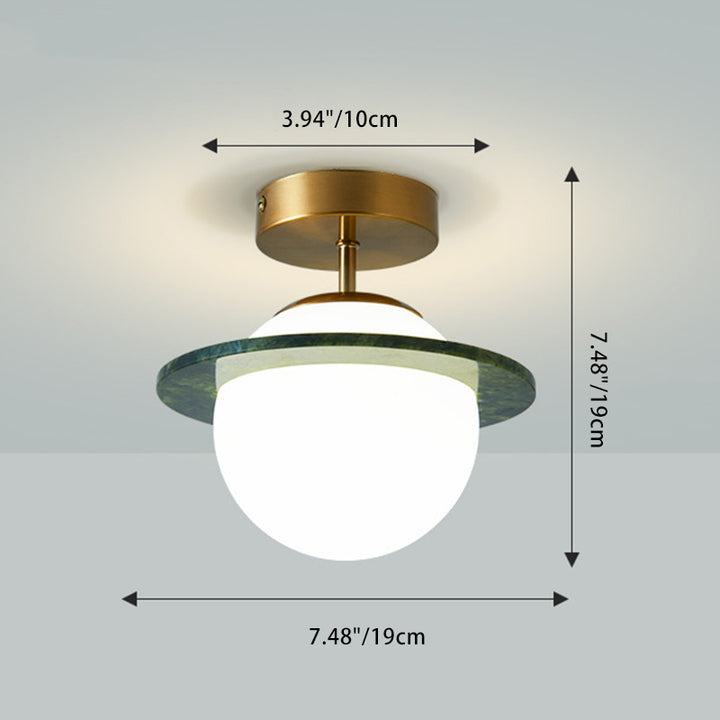 Lustre semi-encastré contemporain créatif rond en verre jade avec matériel à une lumière pour salon 