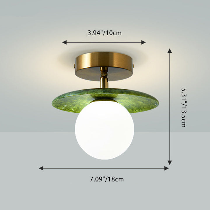 Lustre semi-encastré contemporain créatif rond en verre jade avec matériel à une lumière pour salon 