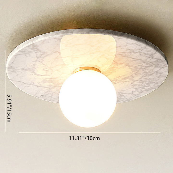 Zeitgenössisches nordisches rundes Magic Bean Glas Marmor Kupfer 1-Licht Semi-Flush Mount Deckenleuchte für Schlafzimmer 