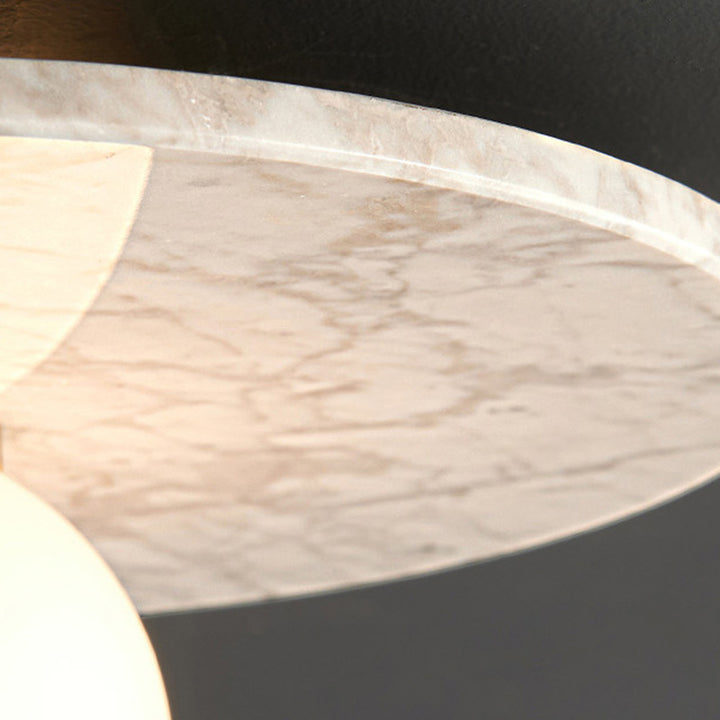Zeitgenössisches nordisches rundes Magic Bean Glas Marmor Kupfer 1-Licht Semi-Flush Mount Deckenleuchte für Schlafzimmer 