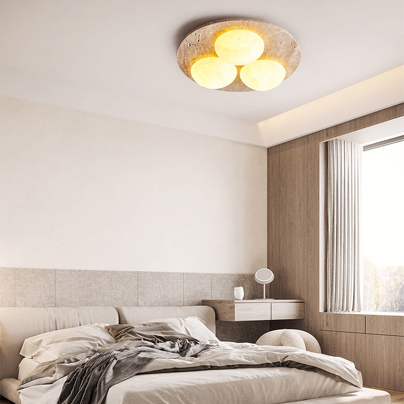 Luz de techo empotrada LED contemporánea creativa redonda de travertino amarillo para sala de estar 
