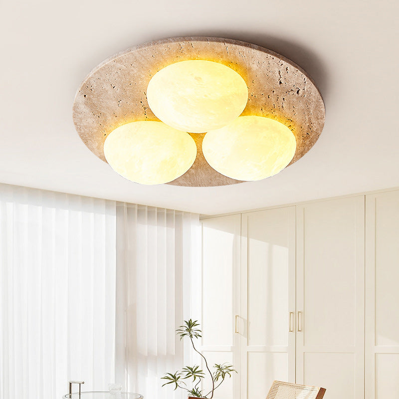 Luz de techo empotrada LED contemporánea creativa redonda de travertino amarillo para sala de estar 