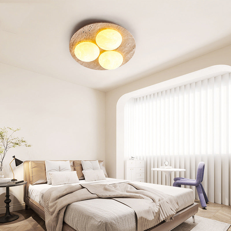 Luz de techo empotrada LED contemporánea creativa redonda de travertino amarillo para sala de estar 