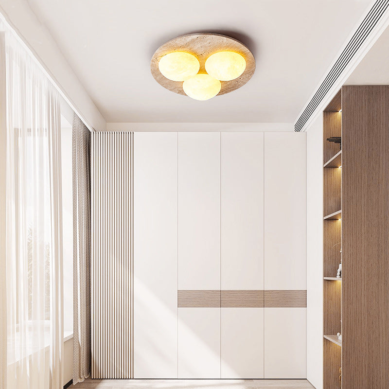 Luz de techo empotrada LED contemporánea creativa redonda de travertino amarillo para sala de estar 