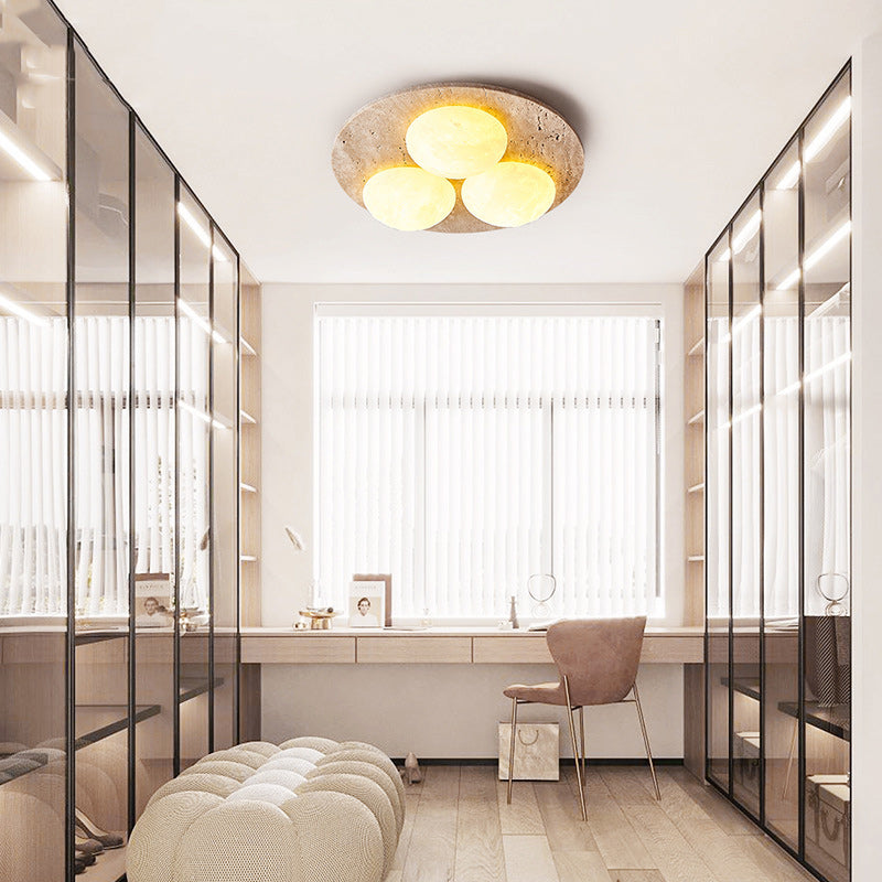 Luz de techo empotrada LED contemporánea creativa redonda de travertino amarillo para sala de estar 