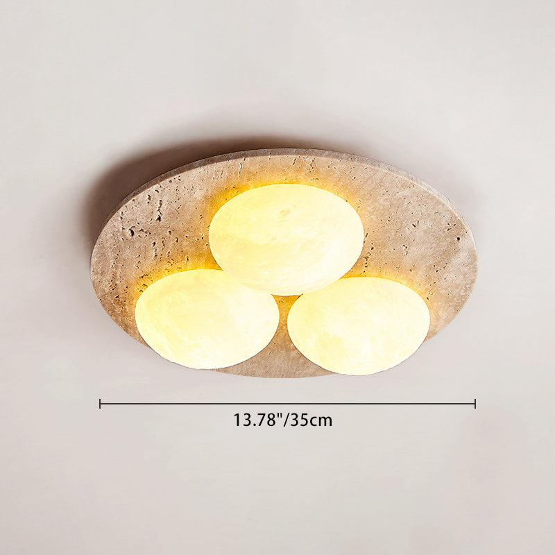 Luz de techo empotrada LED contemporánea creativa redonda de travertino amarillo para sala de estar 