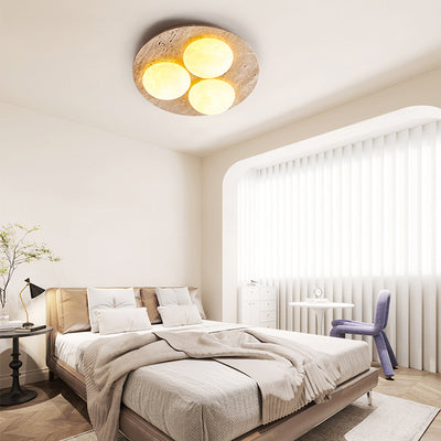 Luz de techo empotrada LED contemporánea creativa redonda de travertino amarillo para sala de estar 