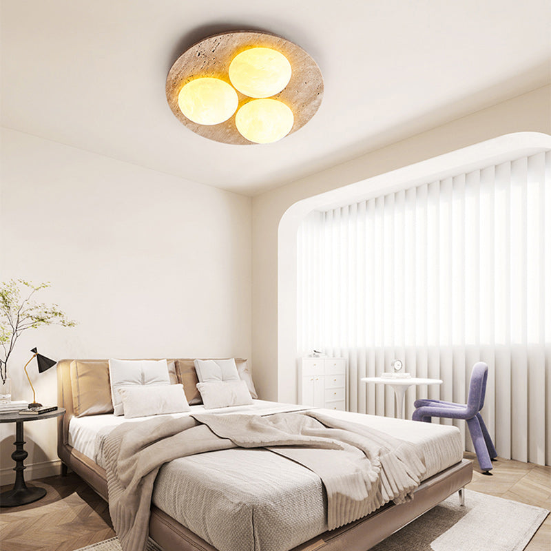 Luz de techo empotrada LED contemporánea creativa redonda de travertino amarillo para sala de estar 