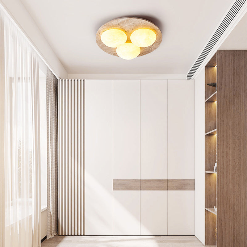 Luz de techo empotrada LED contemporánea creativa redonda de travertino amarillo para sala de estar 