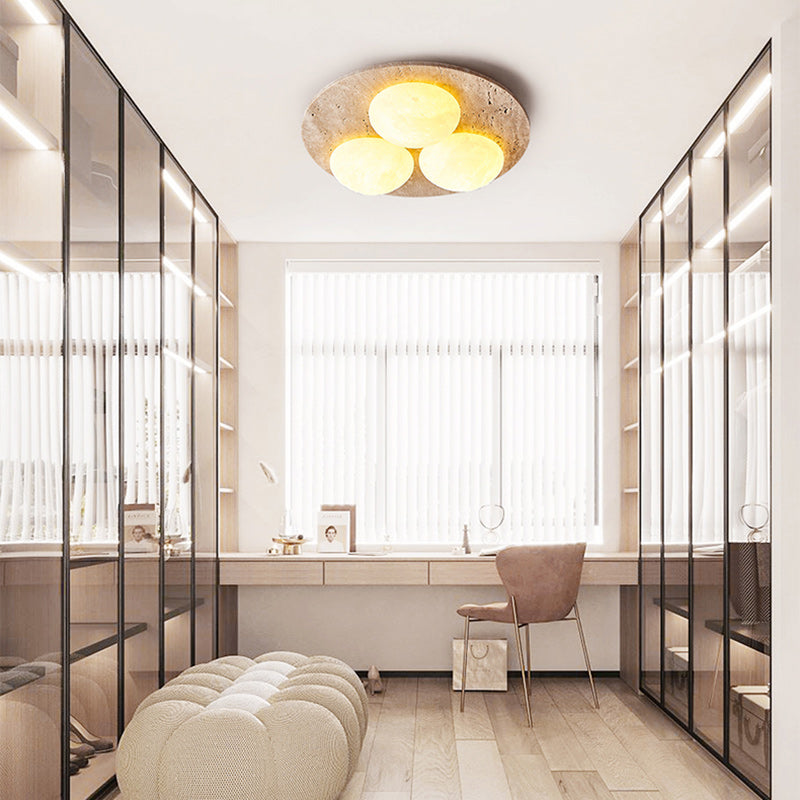 Luz de techo empotrada LED contemporánea creativa redonda de travertino amarillo para sala de estar 